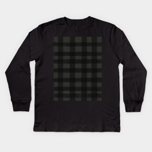 Black Buffalo Plaid Pattern Kids Long Sleeve T-Shirt